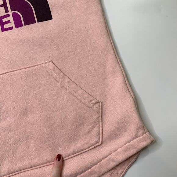 The North Face Hoodie Girls M Medium Pink Dome Fleece Line Pullover Pouch Pocket - Picture 4 of 12
